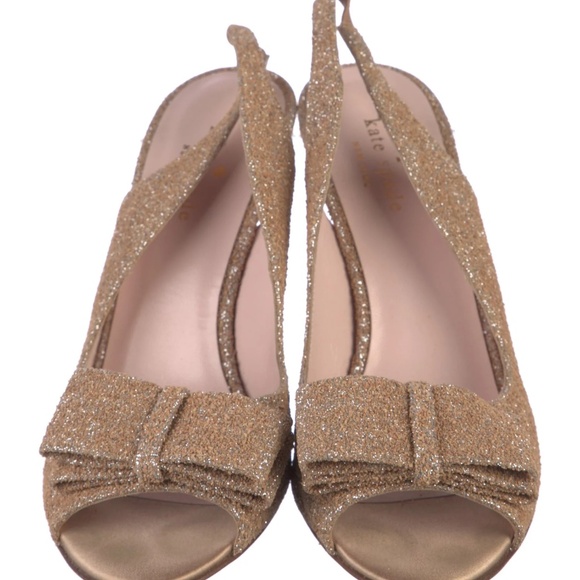 Kate Spade Charm Slingback Pump Glitter Gold - size 8.5 - Picture 2 of 5